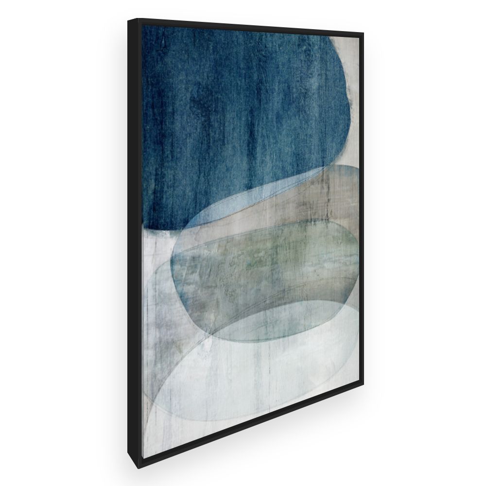 Grand tableau abstrait encadré dans un salon