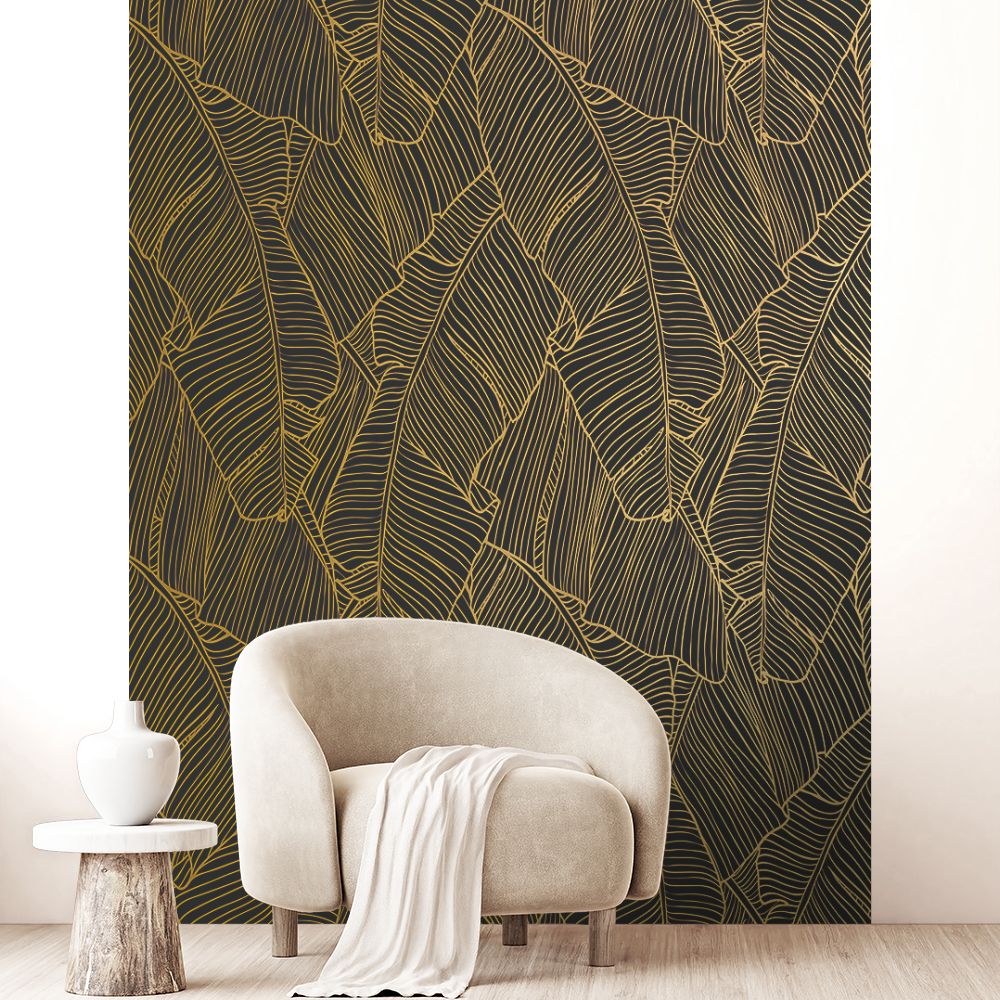 Papier peint "Lignes élégantes dorées"