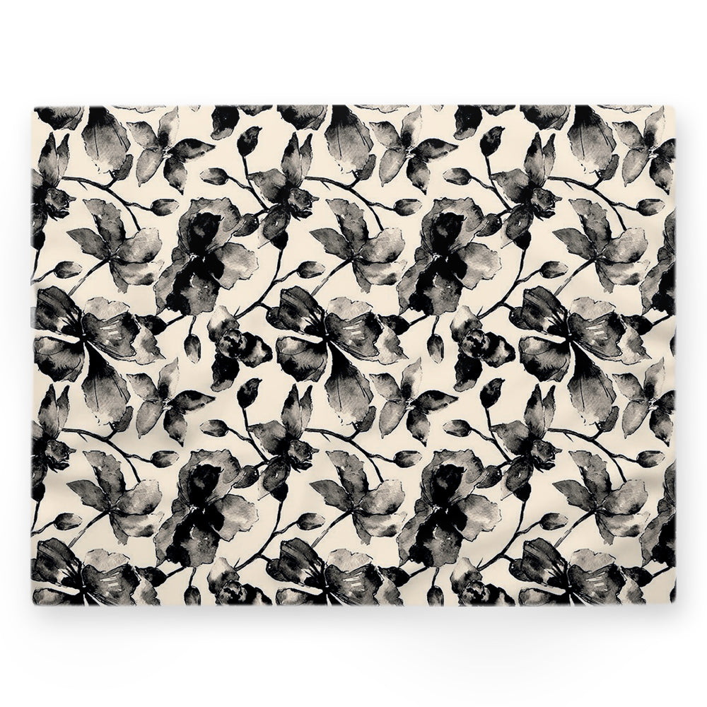 Nappe fleurs – Noir – 140×220 cm