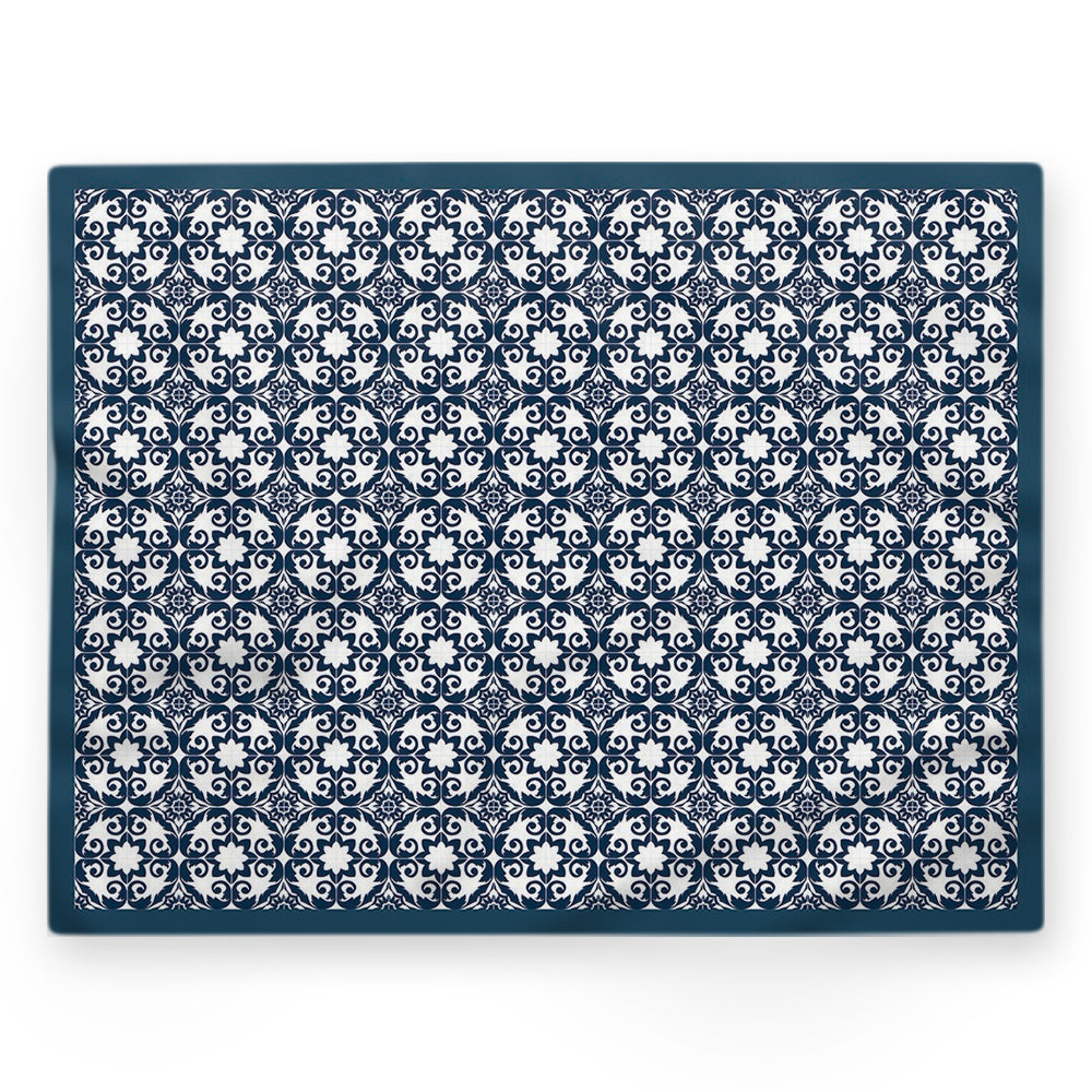 Nappe motifs géométriques – Bleu – 140×220 cm