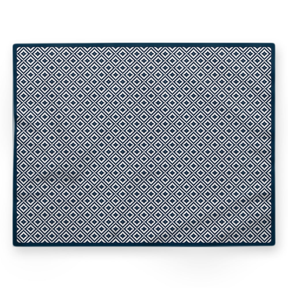 Nappe motifs géométriques – Bleu – 140×220 cm