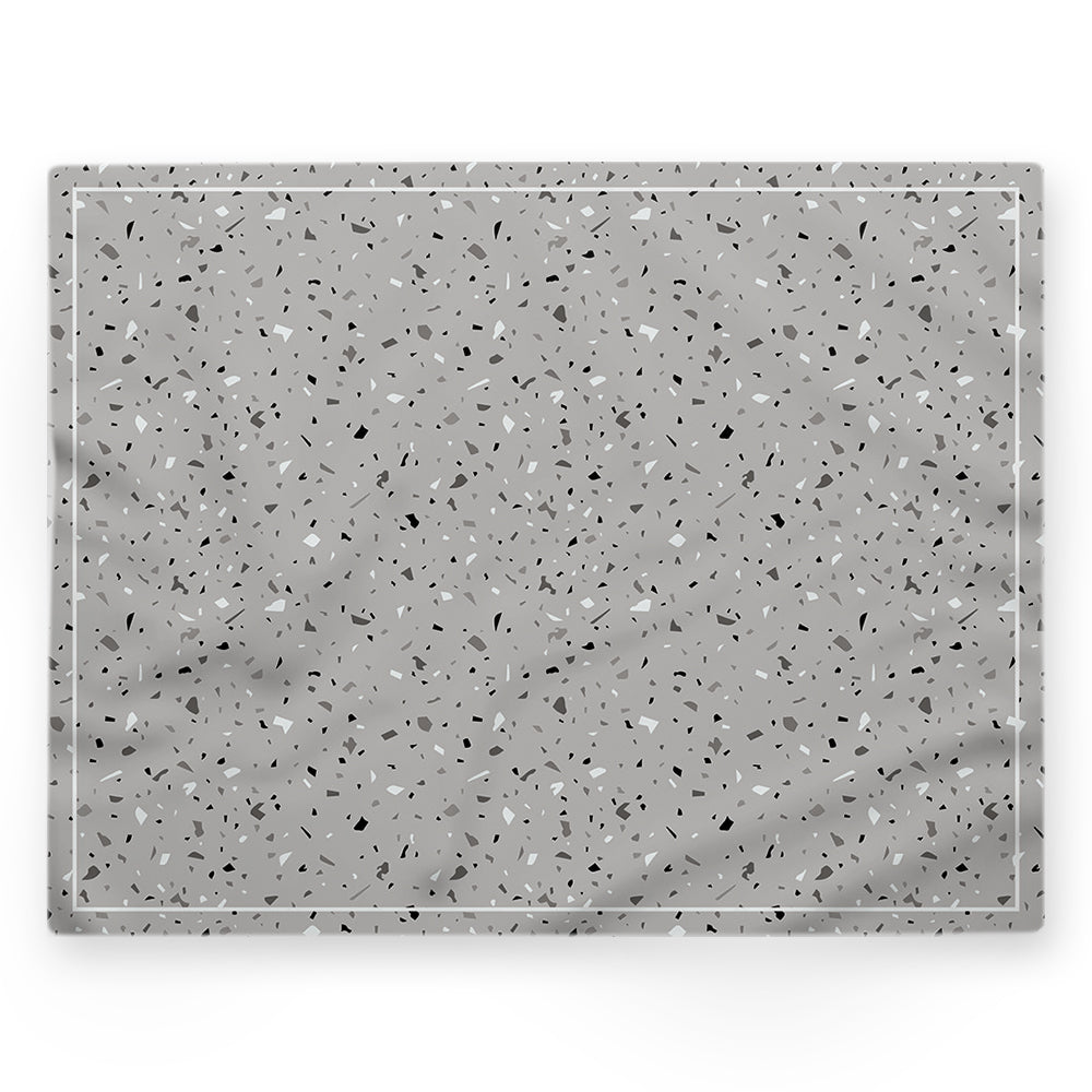 Nappe motif terrazzo – Gris / argent – 140×220 cm