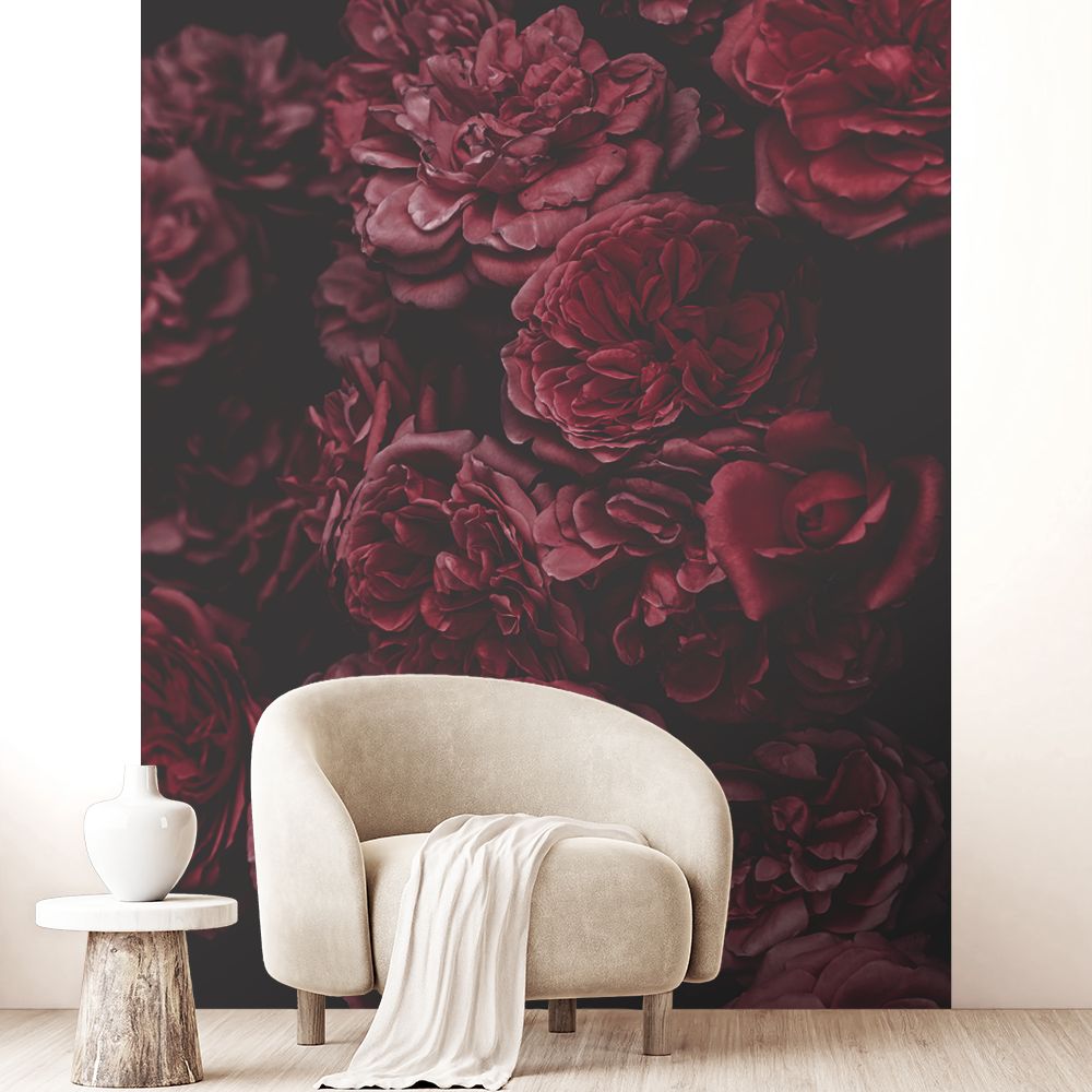 Papier peint "Élégance florale sombre"