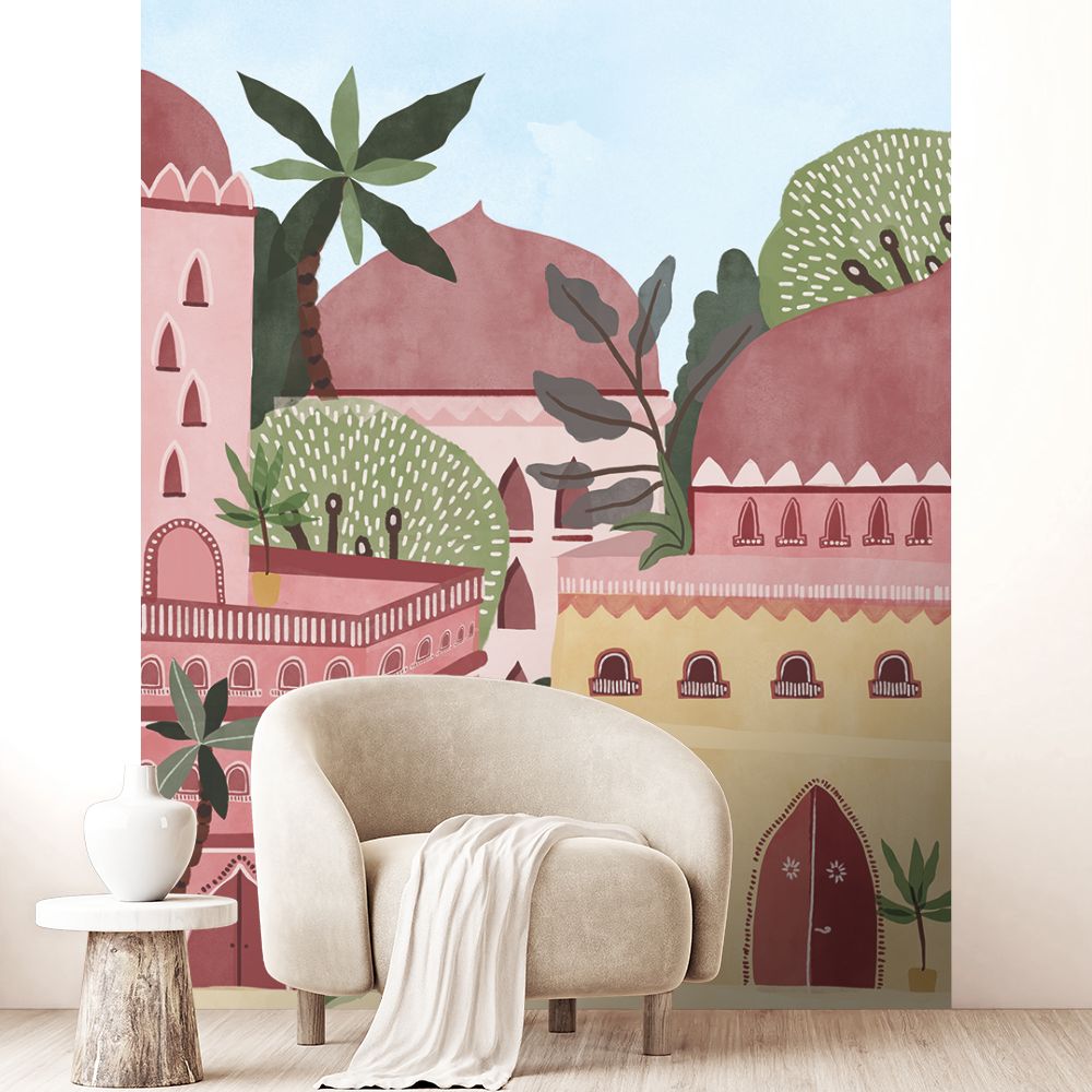 Papier peint "Architecture orientale colorée"