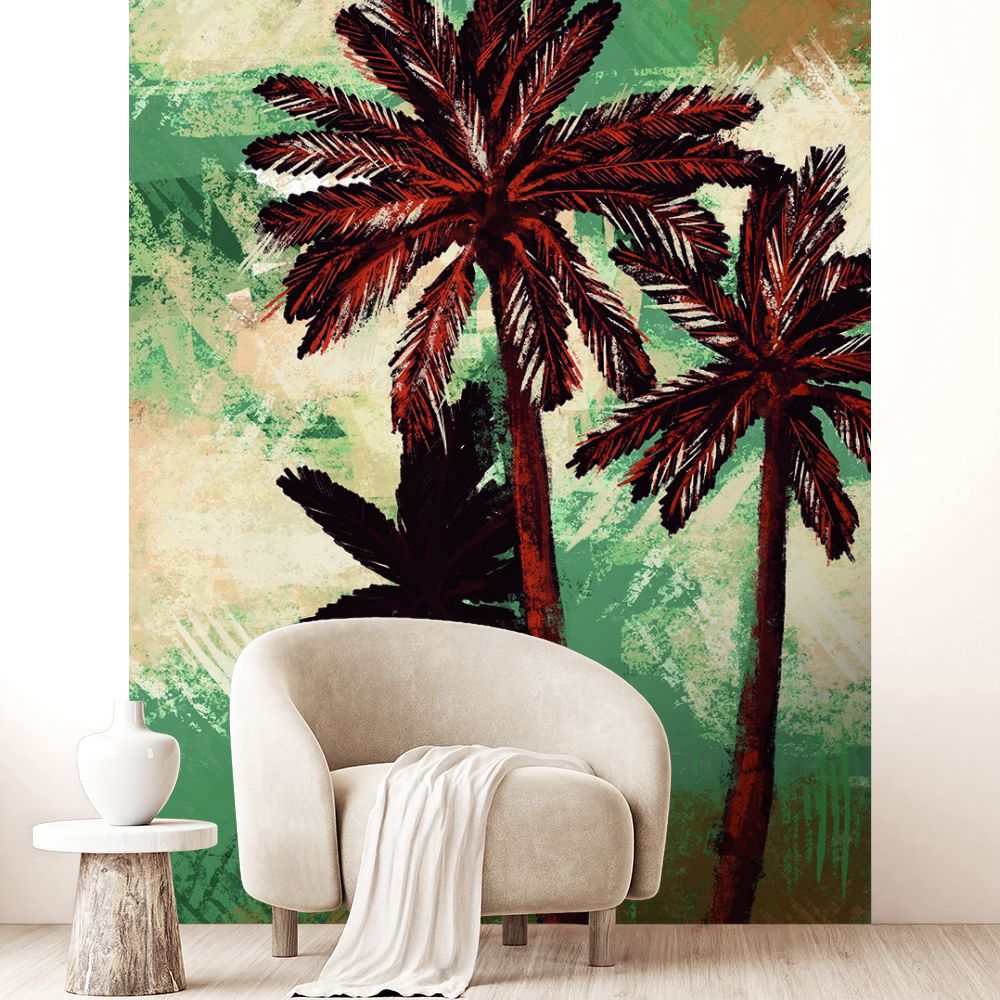 Papier peint "Palmiers exotiques vibrants"