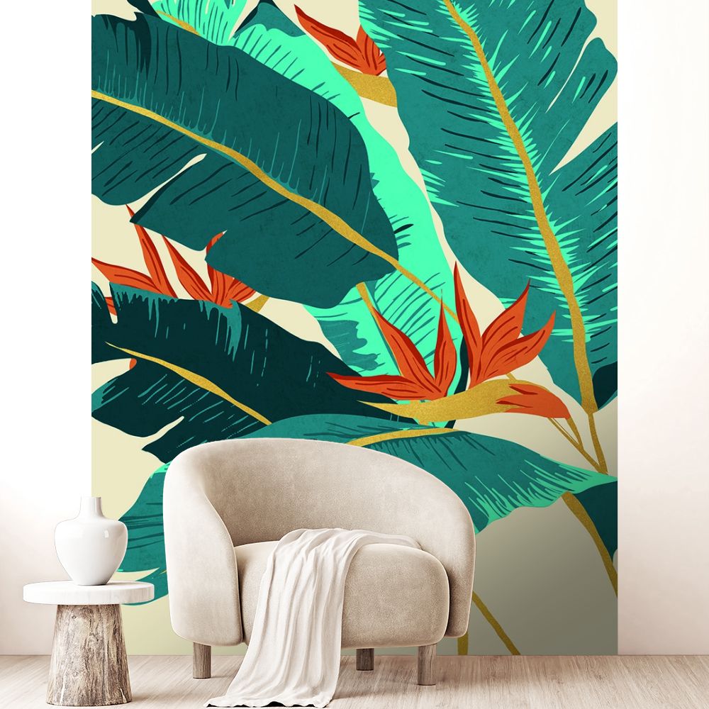 Papier peint "Feuillage exotique vibrant"