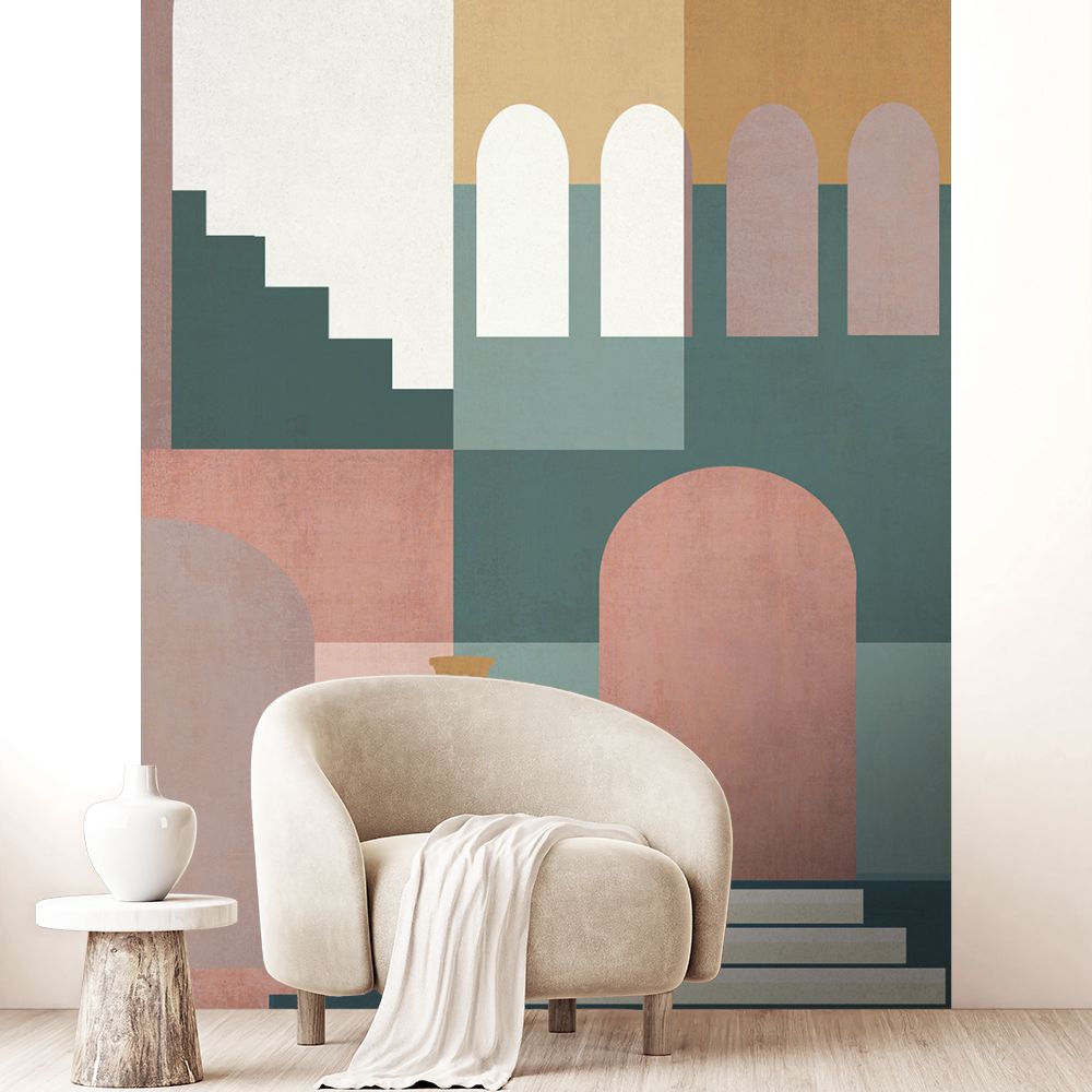Papier peint "Formes architecturales colorées"
