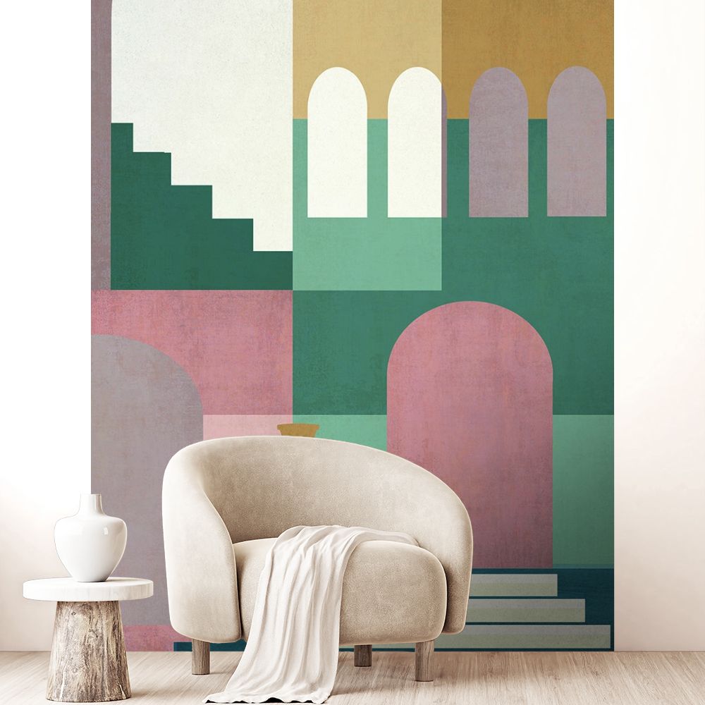 Papier peint "Formes architecturales colorées"