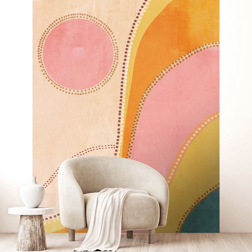 Papier peint "Motifs ondulants colorés"