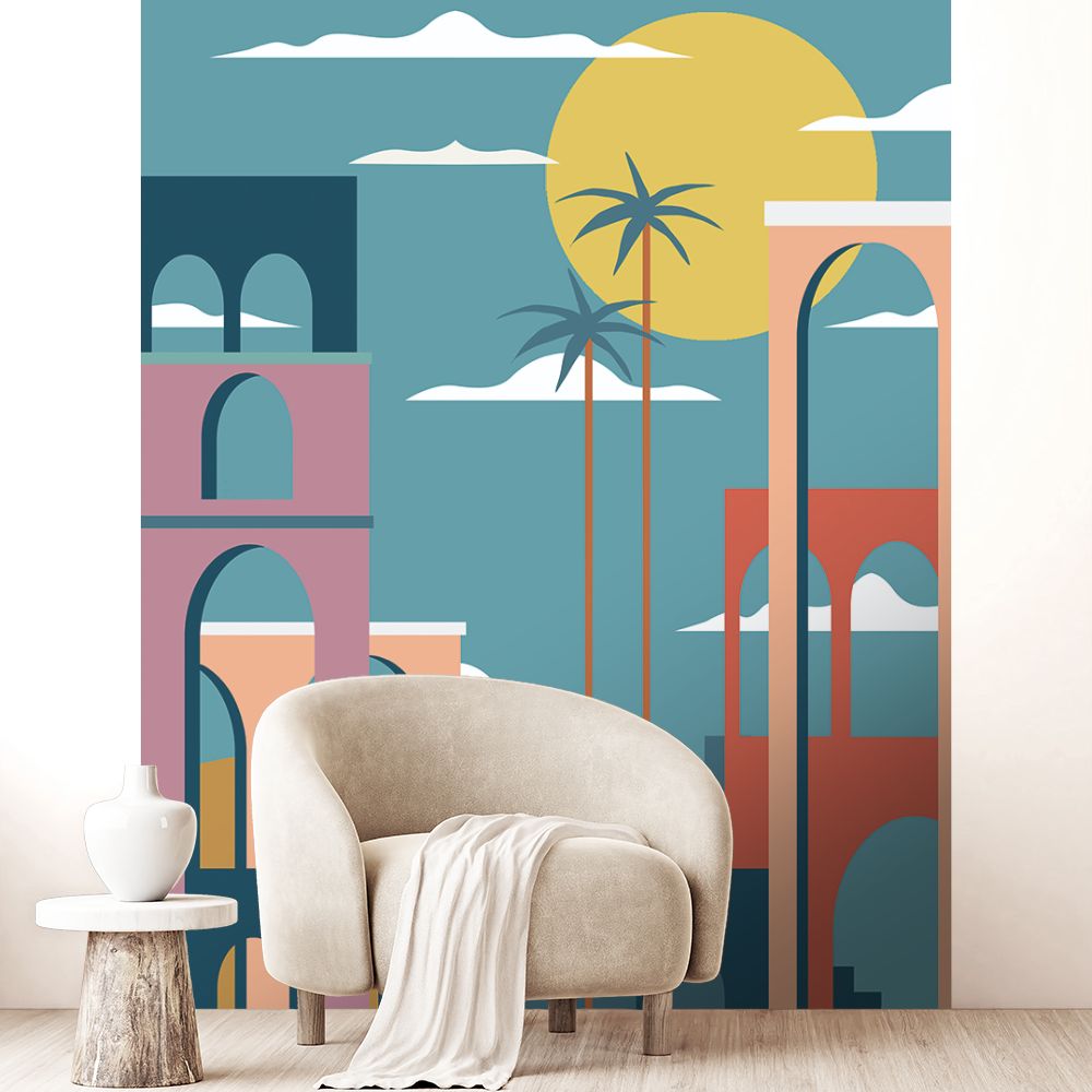 Papier peint "Paysage coloré moderne"