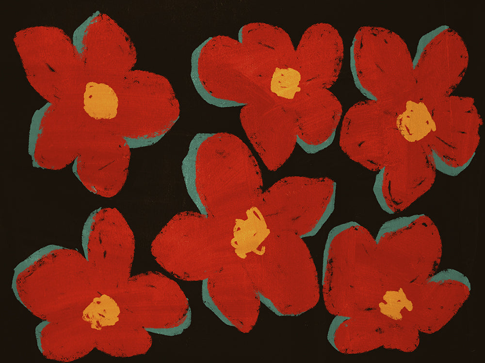Lot de 4 sets de table en vinyle / Fleurs rouges