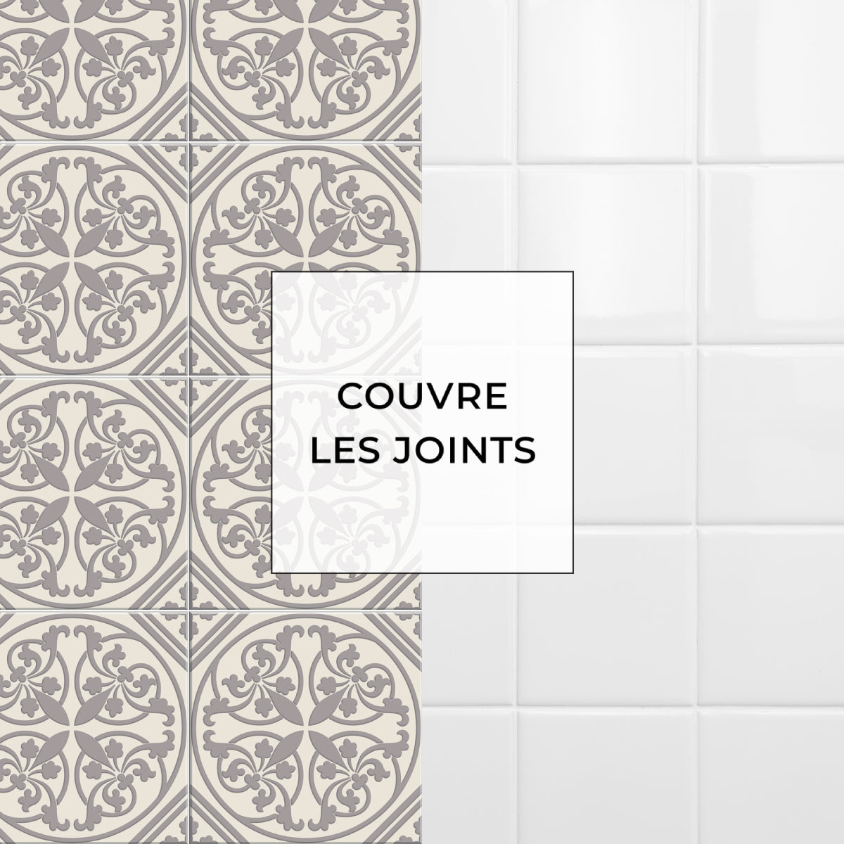 8 carreaux adhésifs 20x20cm Jade / Carreaux de ciment provençaux / beige / pour douche, murs, sol, cuisine, salle de bain…