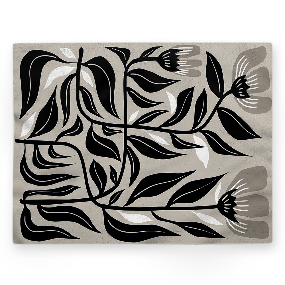 Nappe fleurs – Noir – 140×220 cm