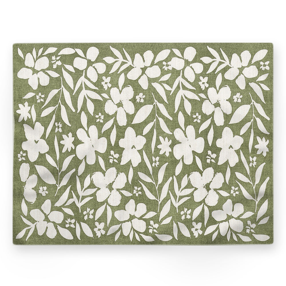 Nappe fleurs – Vert – 140×220 cm