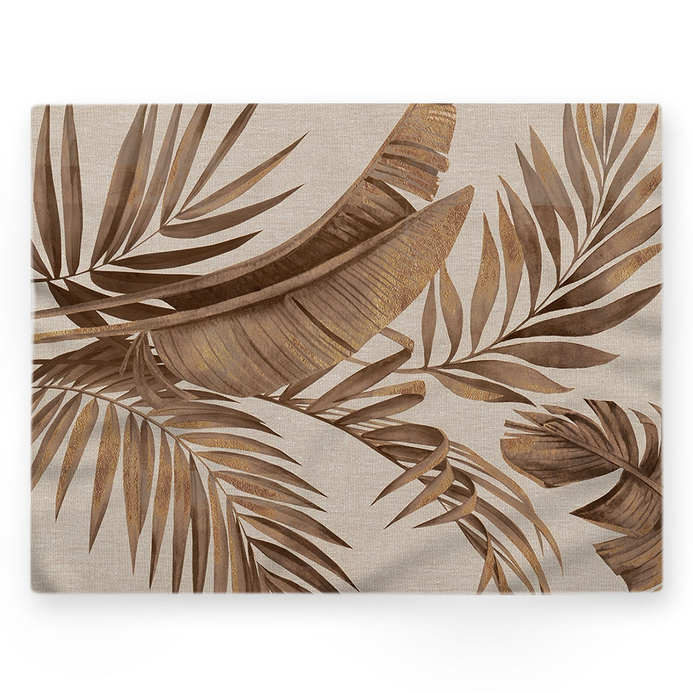 Nappe feuilles tropicales – Marron – 140×220 cm