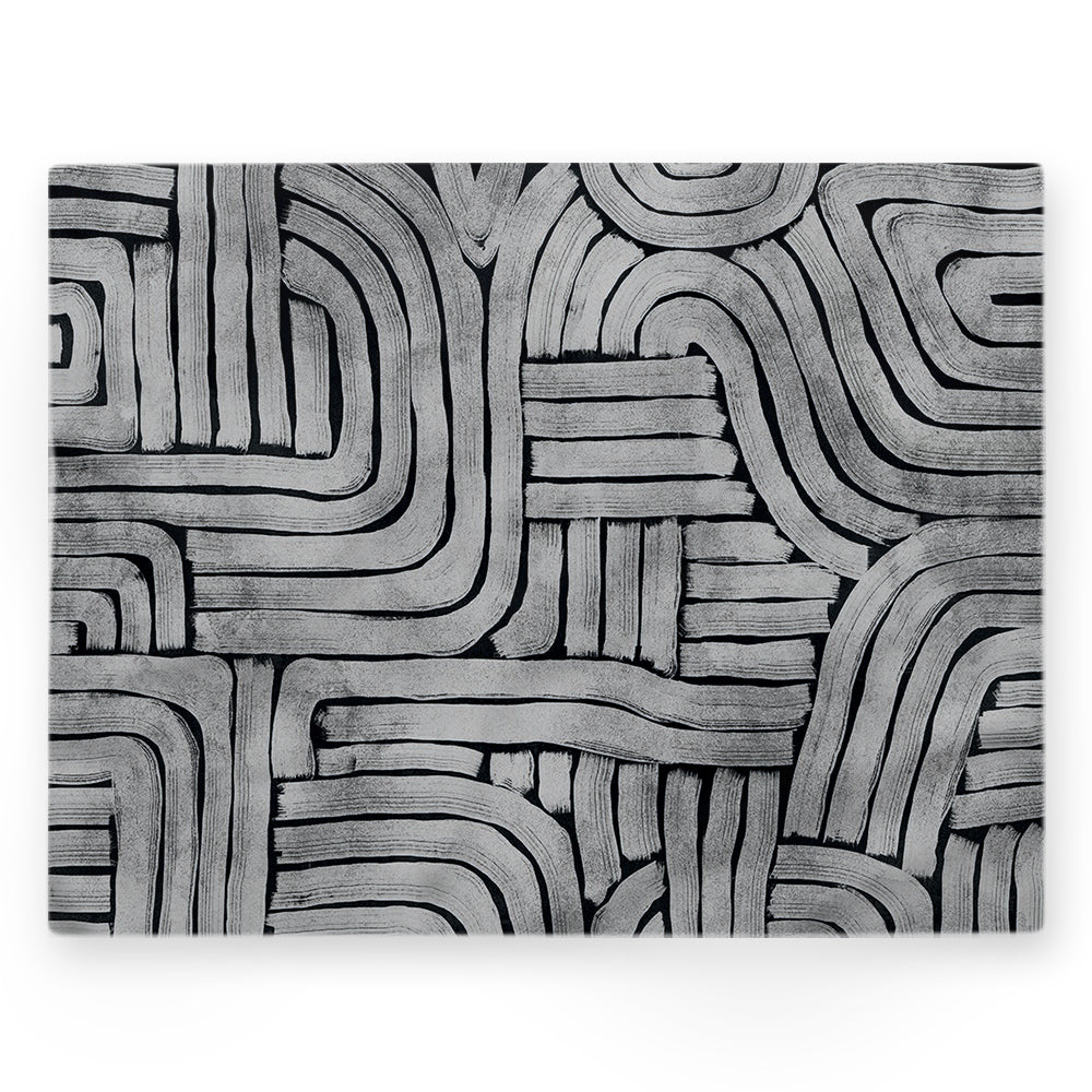 Nappe motif géométrique – Gris / argent – 140×220 cm