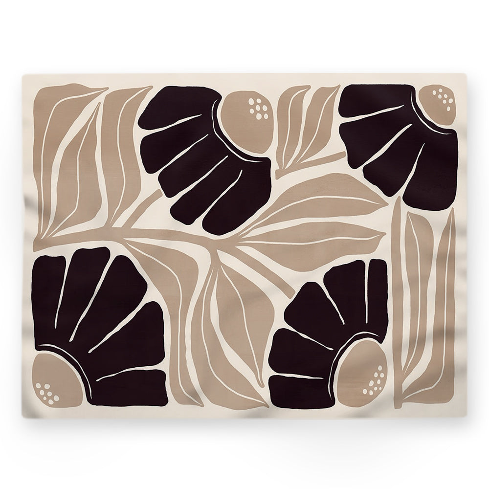 Nappe fleurs – Noir – 140×220 cm