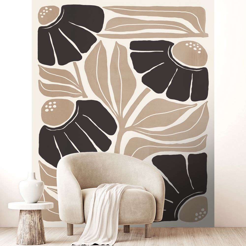 Papier peint "Grandes fleurs modernes"