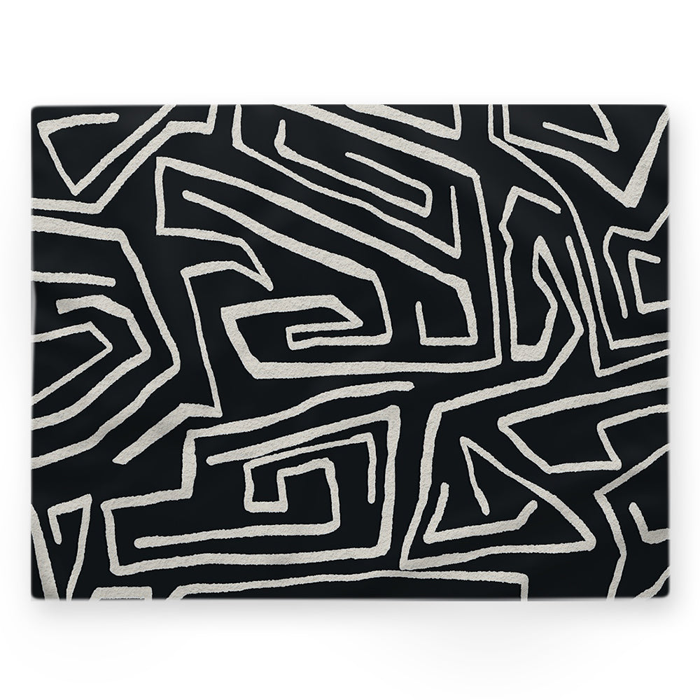 Nappe motifs géométriques – Noir – 140×220 cm