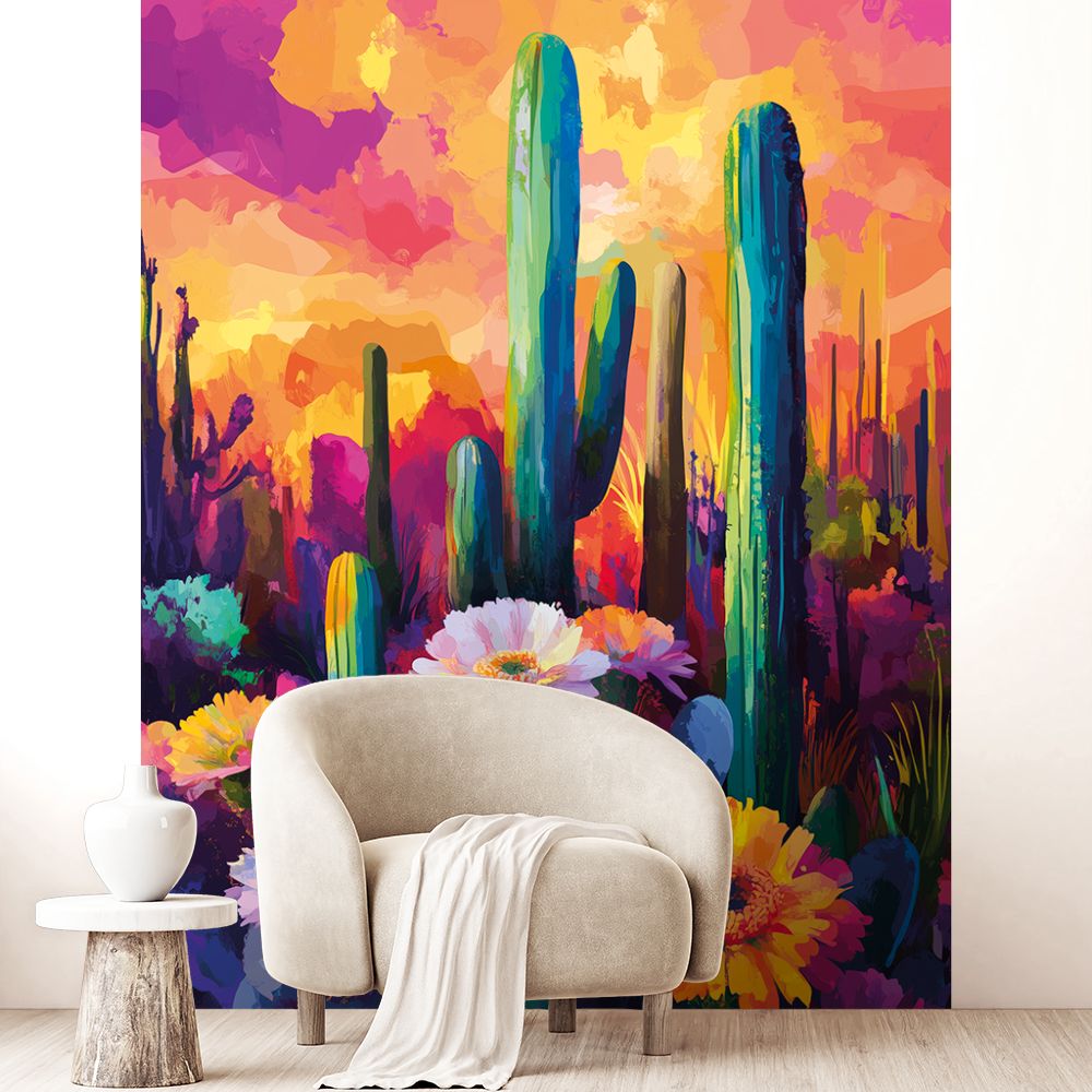 Papier peint "Paysage fleuri vibrant"