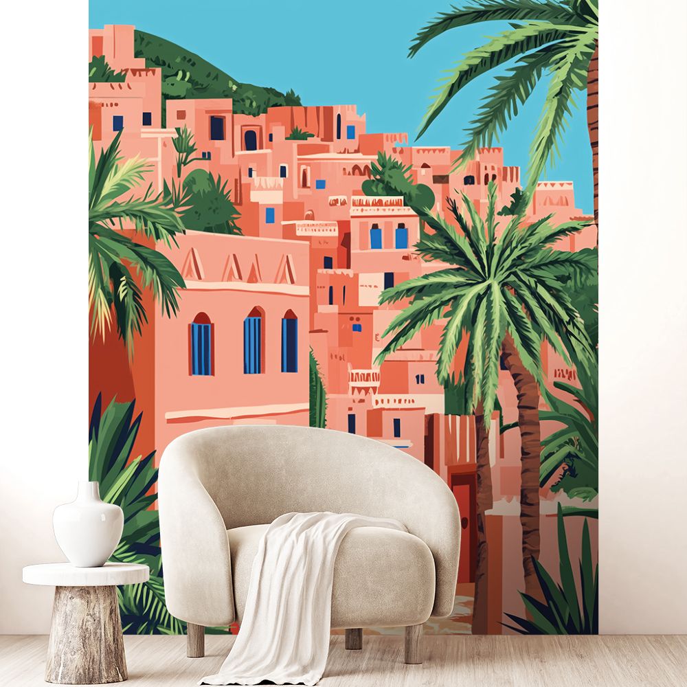 Papier peint "Scène exotique vibrante"