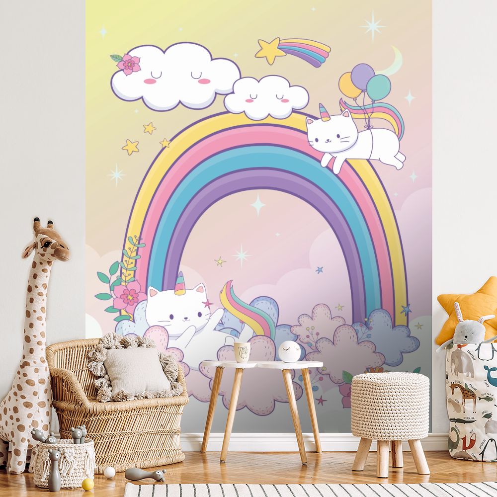 Papier peint pour enfants "Licornes et nuages"
