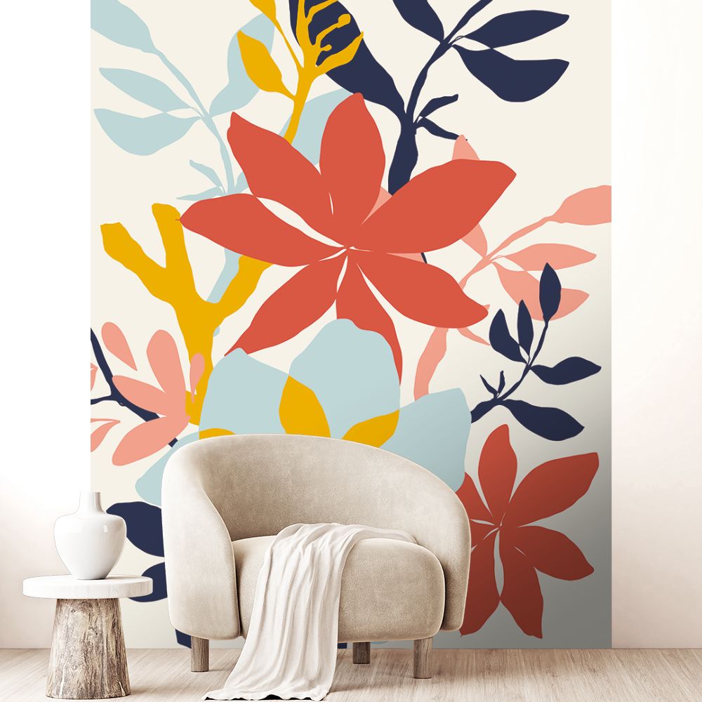 Papier peint "Fleurs colorées vives"