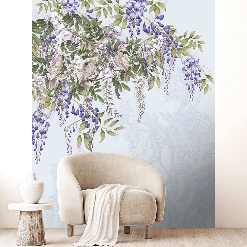 Papier peint "Fleurs et oiseaux"