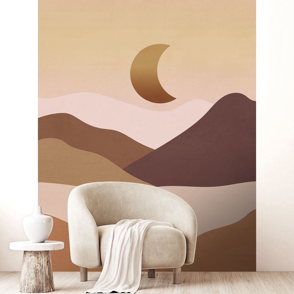 Papier peint "Montagnes et lune"
