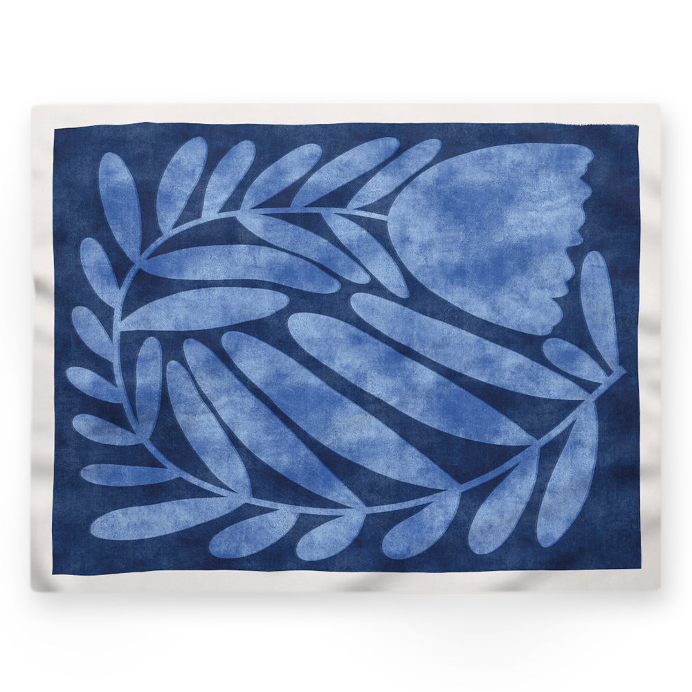 Nappe feuilles – Bleu – 140×220 cm