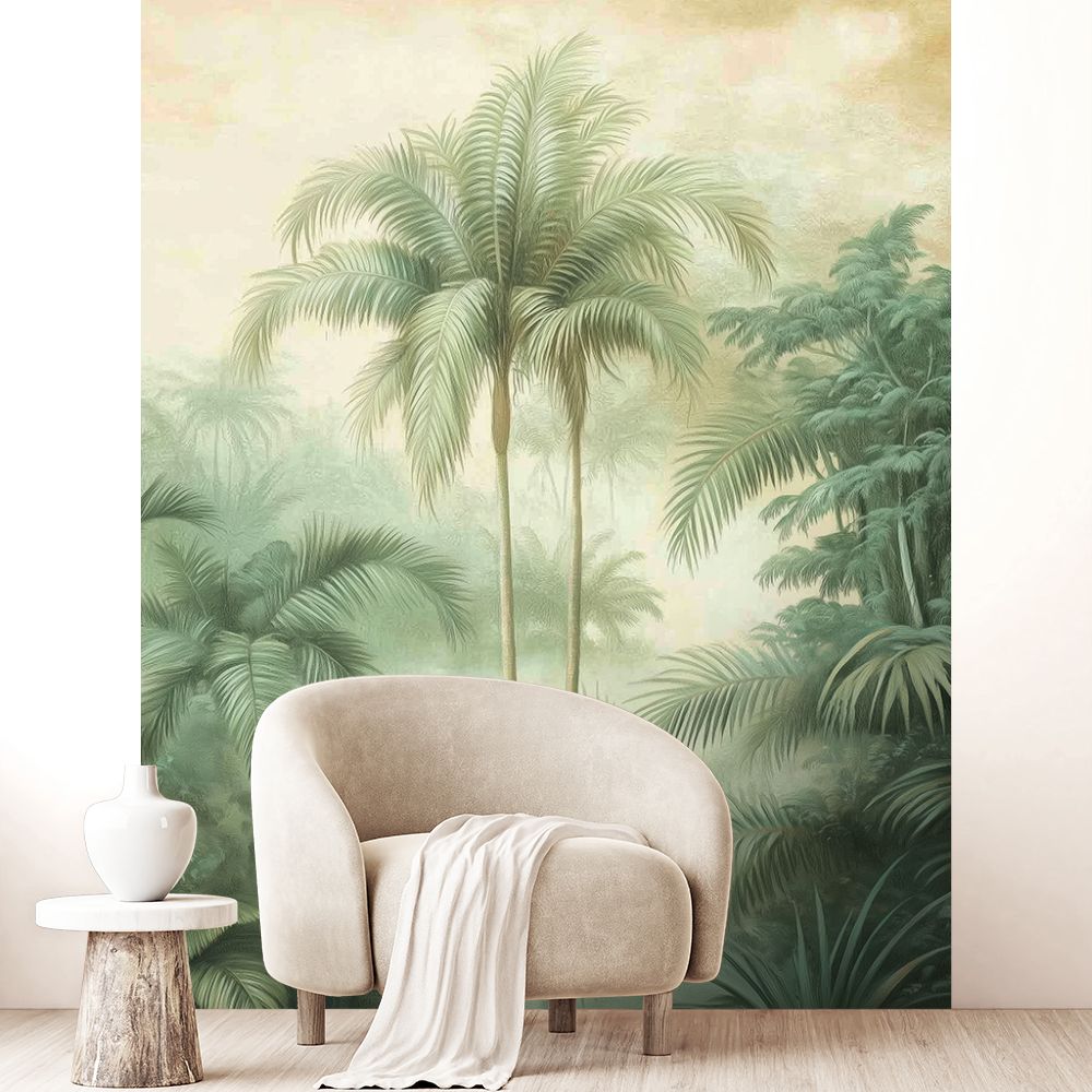 Papier peint "Scène tropicale luxuriante"