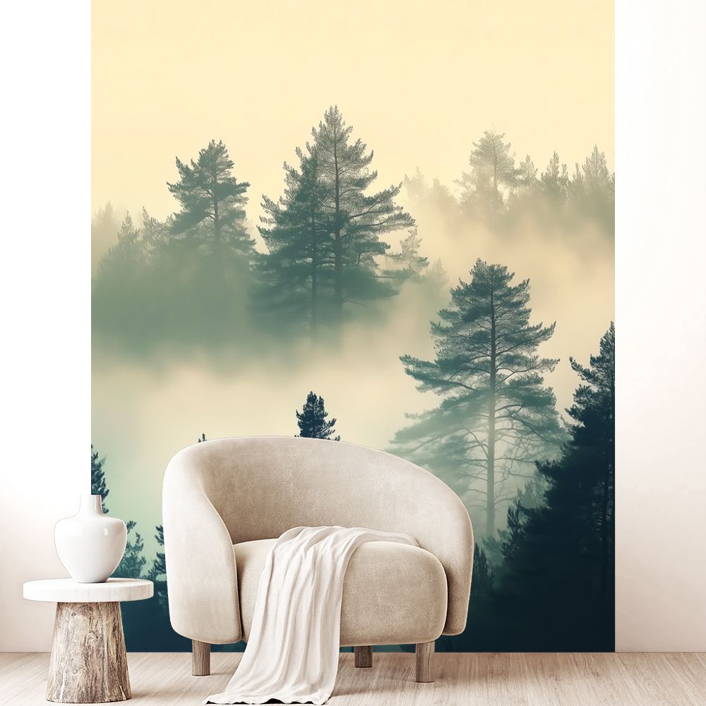 Papier peint "Brume forestière relaxante"