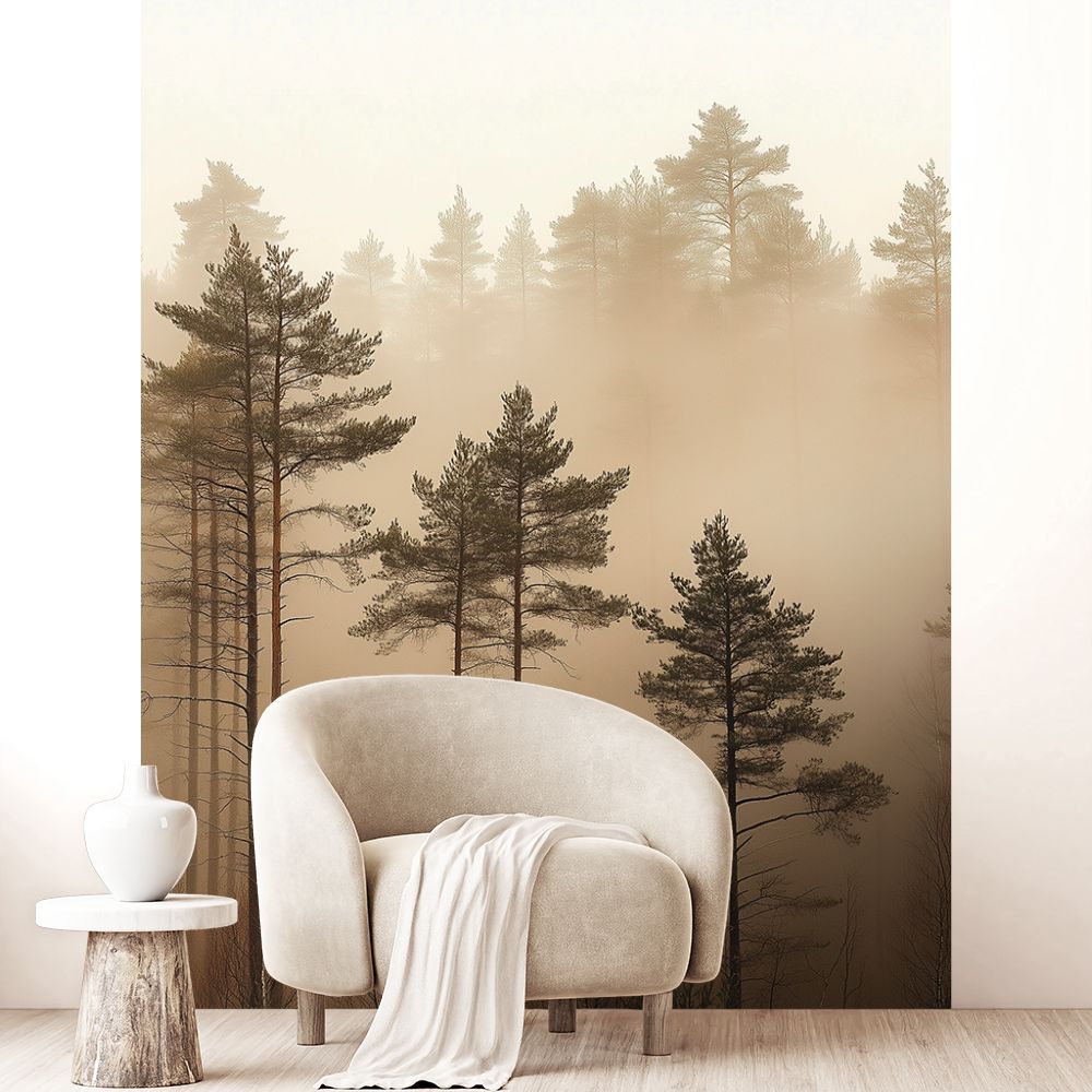 Papier peint "Brume forestière apaisante"