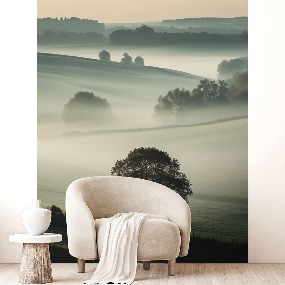 Papier peint "Paysage brumeux paisible"