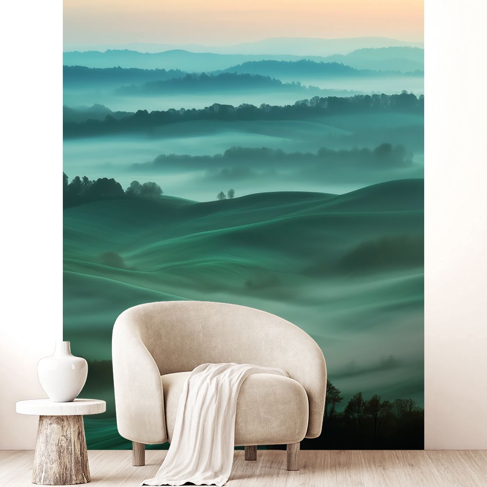Papier peint "Vallées brumeuses rêveuses"