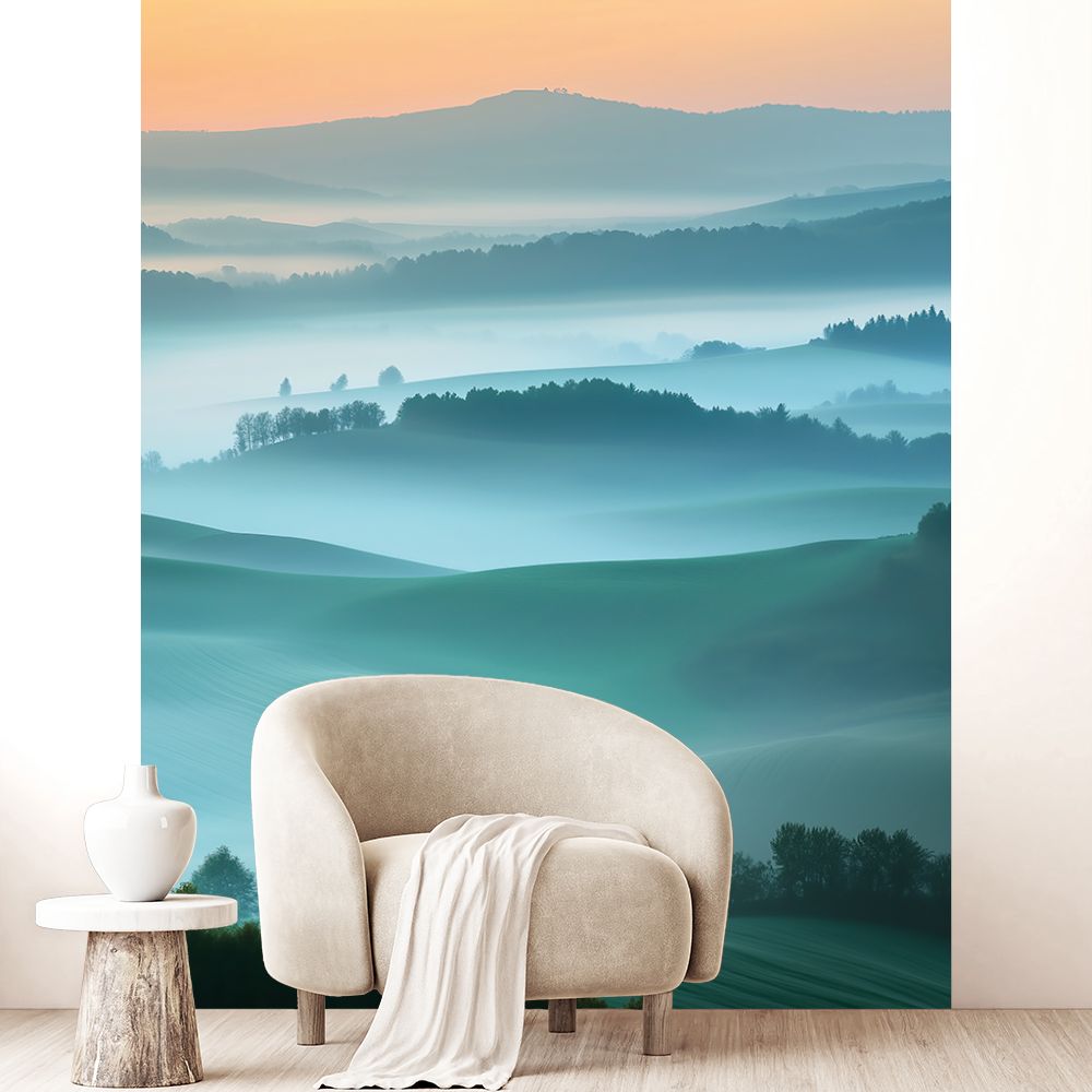 Papier peint "Paysage brumeux reposant"