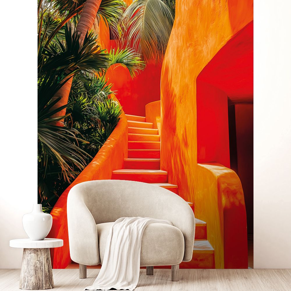 Papier peint "Escalier végétal exotique"