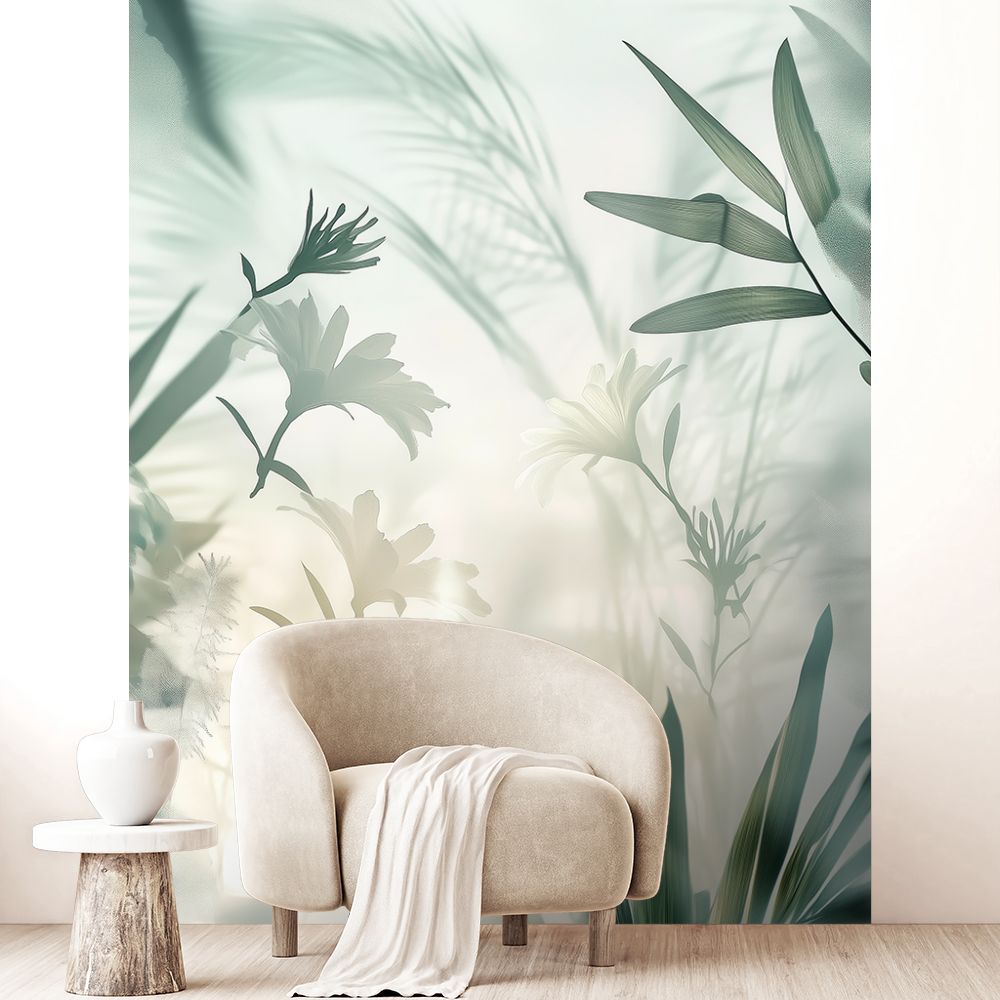 Papier peint "Motifs végétaux doux"