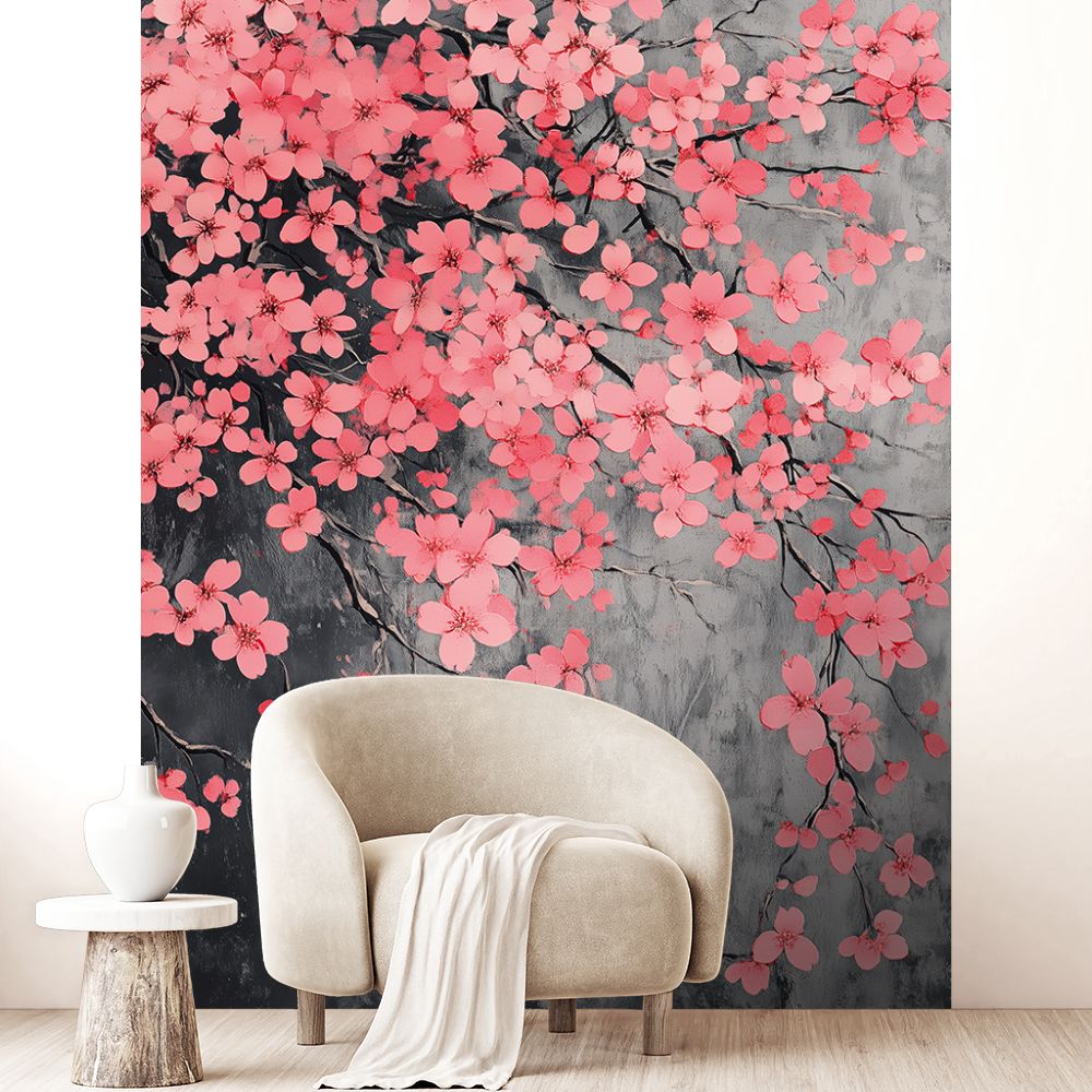 Papier peint "Fleurs délicates roses"