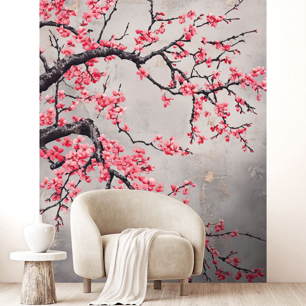 Papier peint "Branches fleuries délicates"