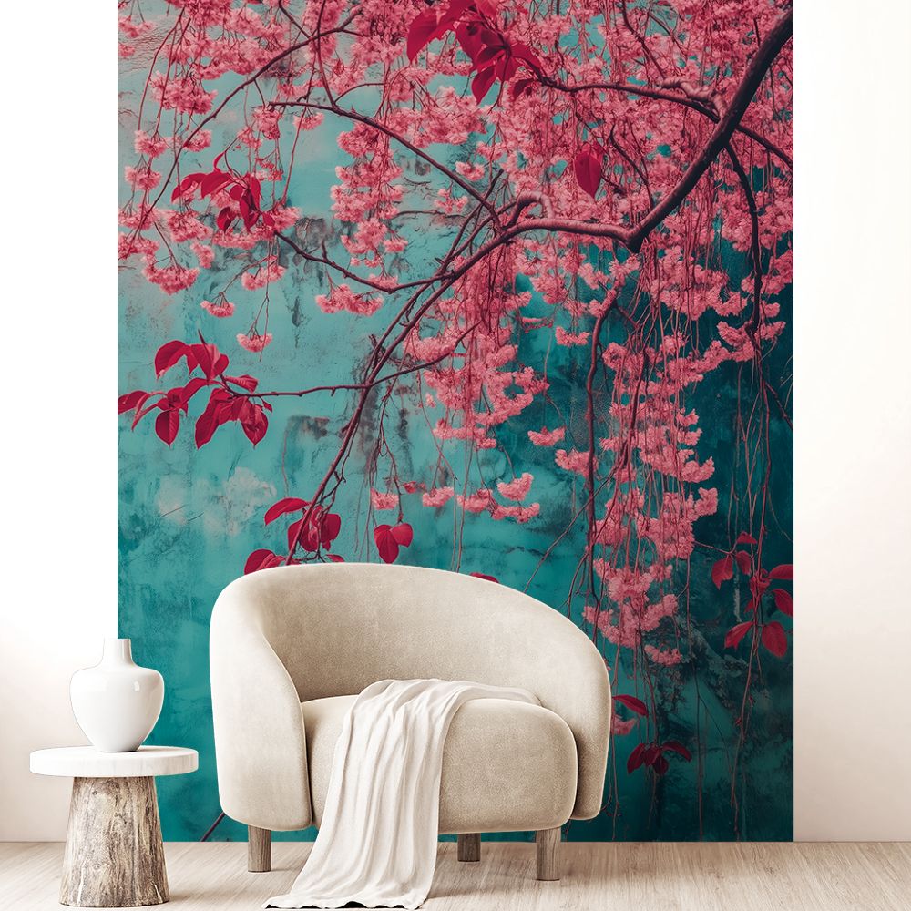 Papier peint "Branches suspendues fleuries"