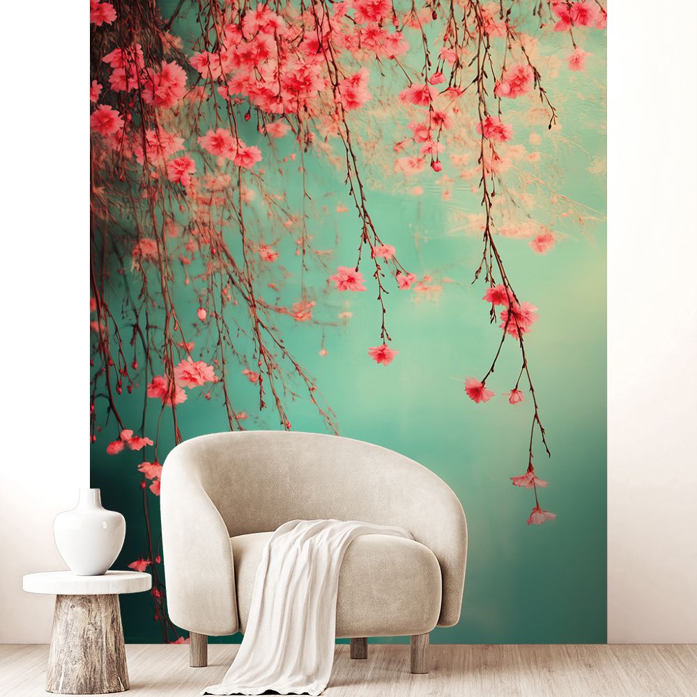 Papier peint "Fleurs délicates suspendues"