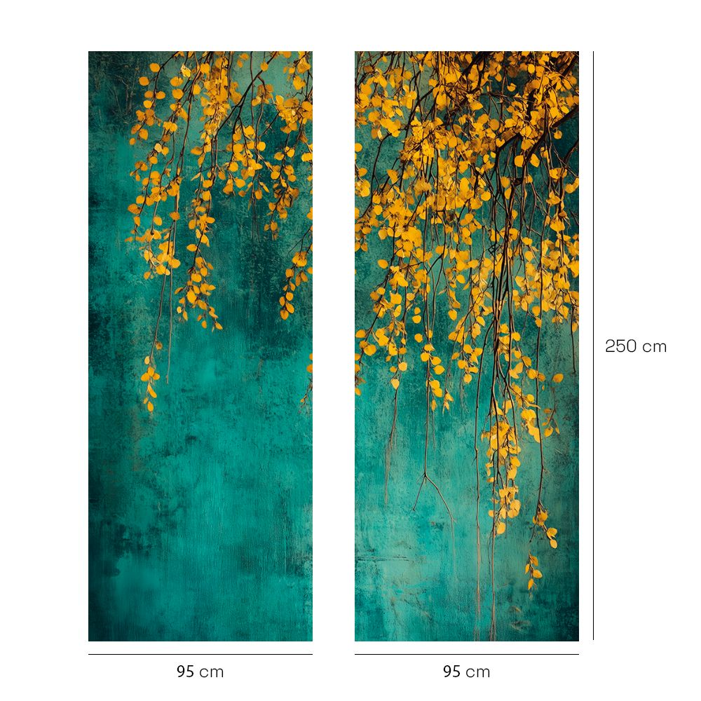 Papier peint "Branches dorées suspendues"