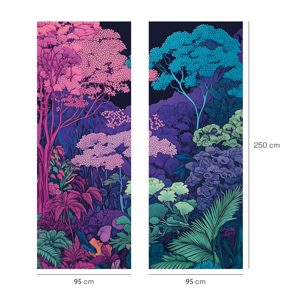 Papier peint "Forêt colorée luxuriante"