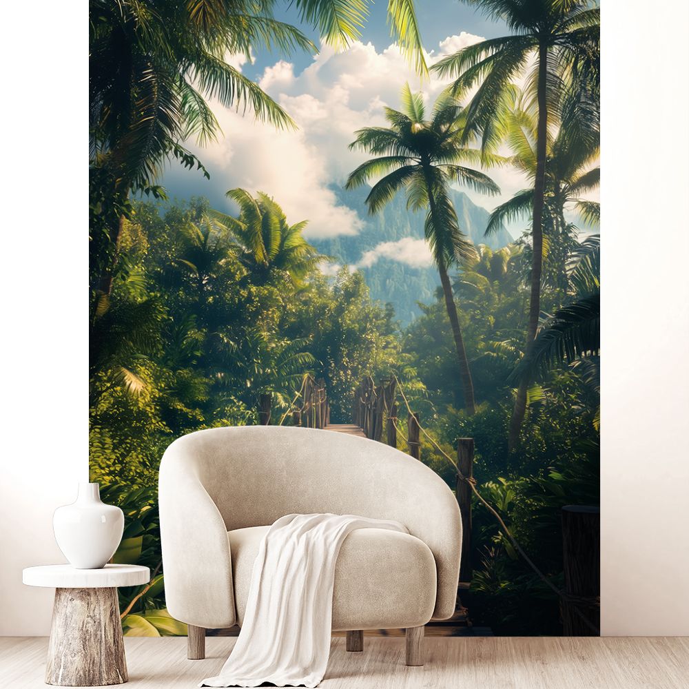 Papier peint "Sentier tropical luxuriant"