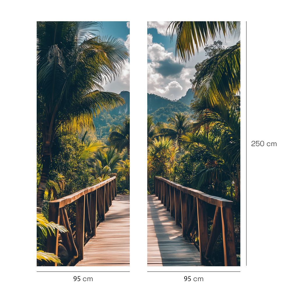 Papier peint "Passerelle en forêt"