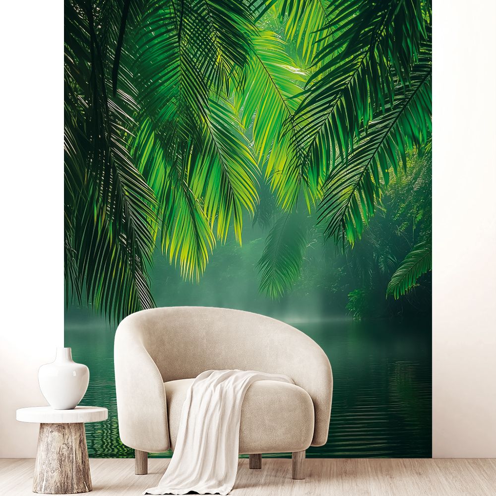 Papier peint "Feuillage tropical dense"