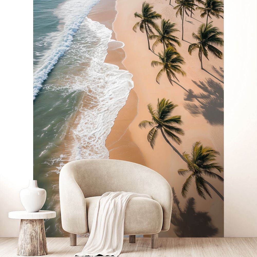 Papier peint "Plage et palmiers"