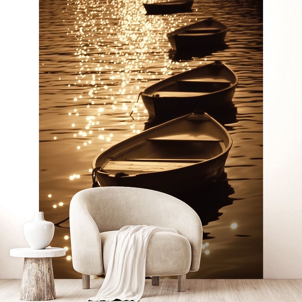 Papier peint "Bateaux sur l'eau"