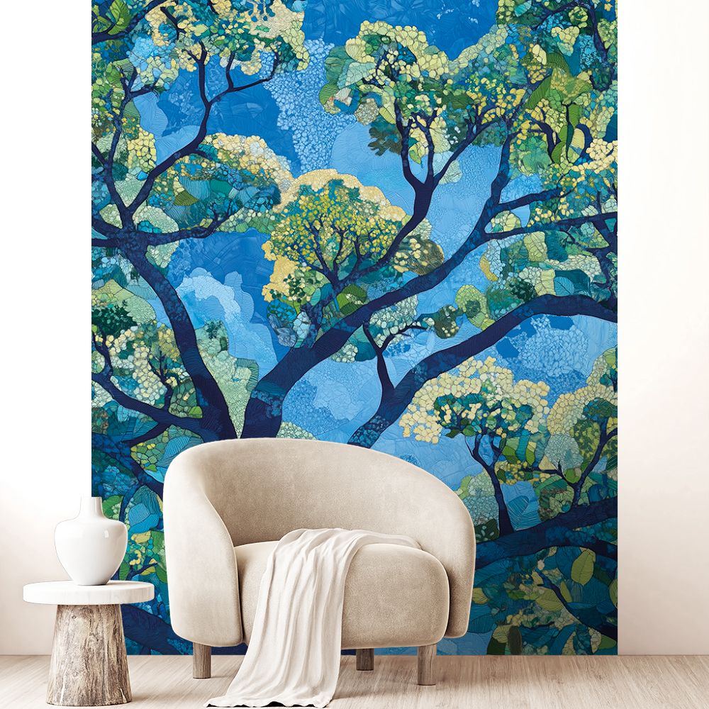 Papier peint "Arbre bleu vibrant"